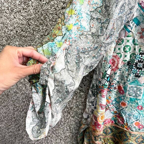 Johnny Was Top Women’s Small Jessner Abstract Patchwork Silk Popover Tunic - Picture 3 of 6